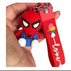 Marvel Spiderman Red Blue Figure Keychain Wristlet Strap Kids Accessory